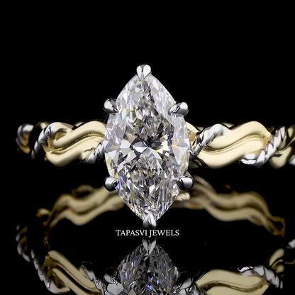 Twisted band diamond bridal set in two tone gold with elegant modern design
