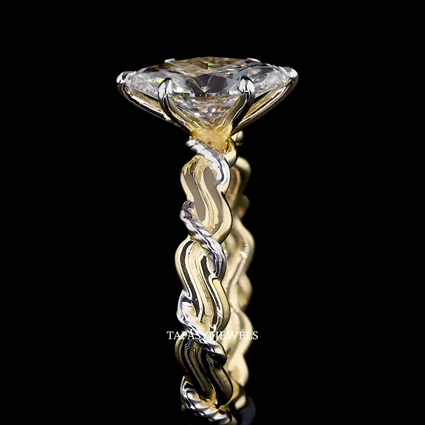 lab grown diamond ring set with sculpted twist band and matching ring