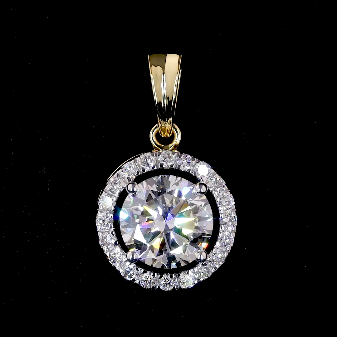 the solenne | 2 carat round diamond halo pendant