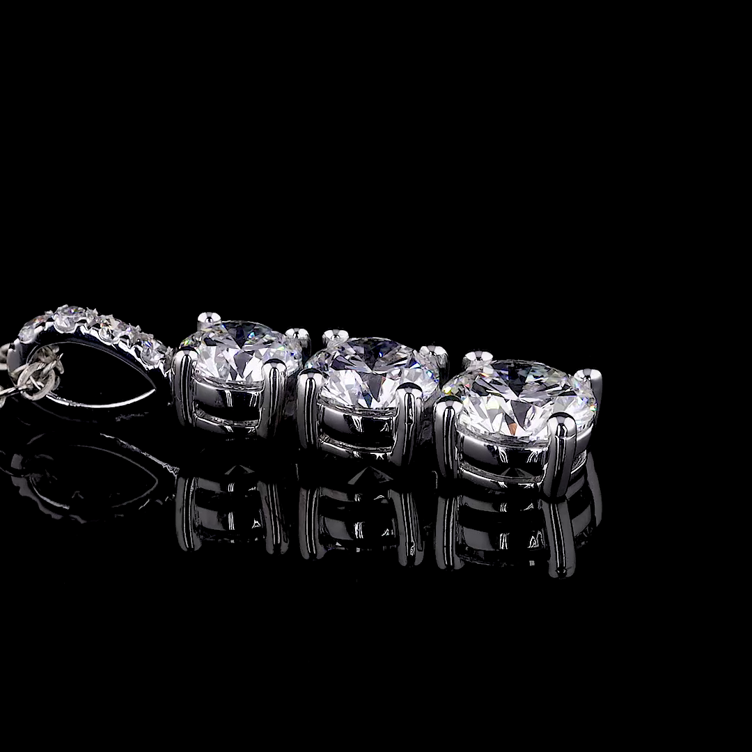 the trio | 3.25 carat graduated three stone round diamond drop pendant