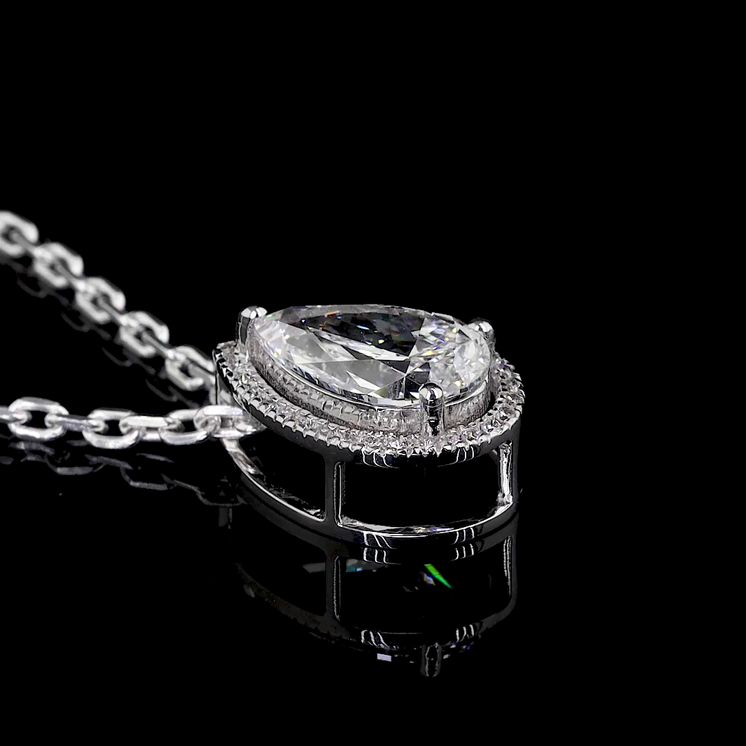 the elara | 1.5 carat pear lab grown diamond halo pendant