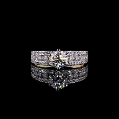 The Valentina | Round Diamond Triple Row Pavé Engagement Ring