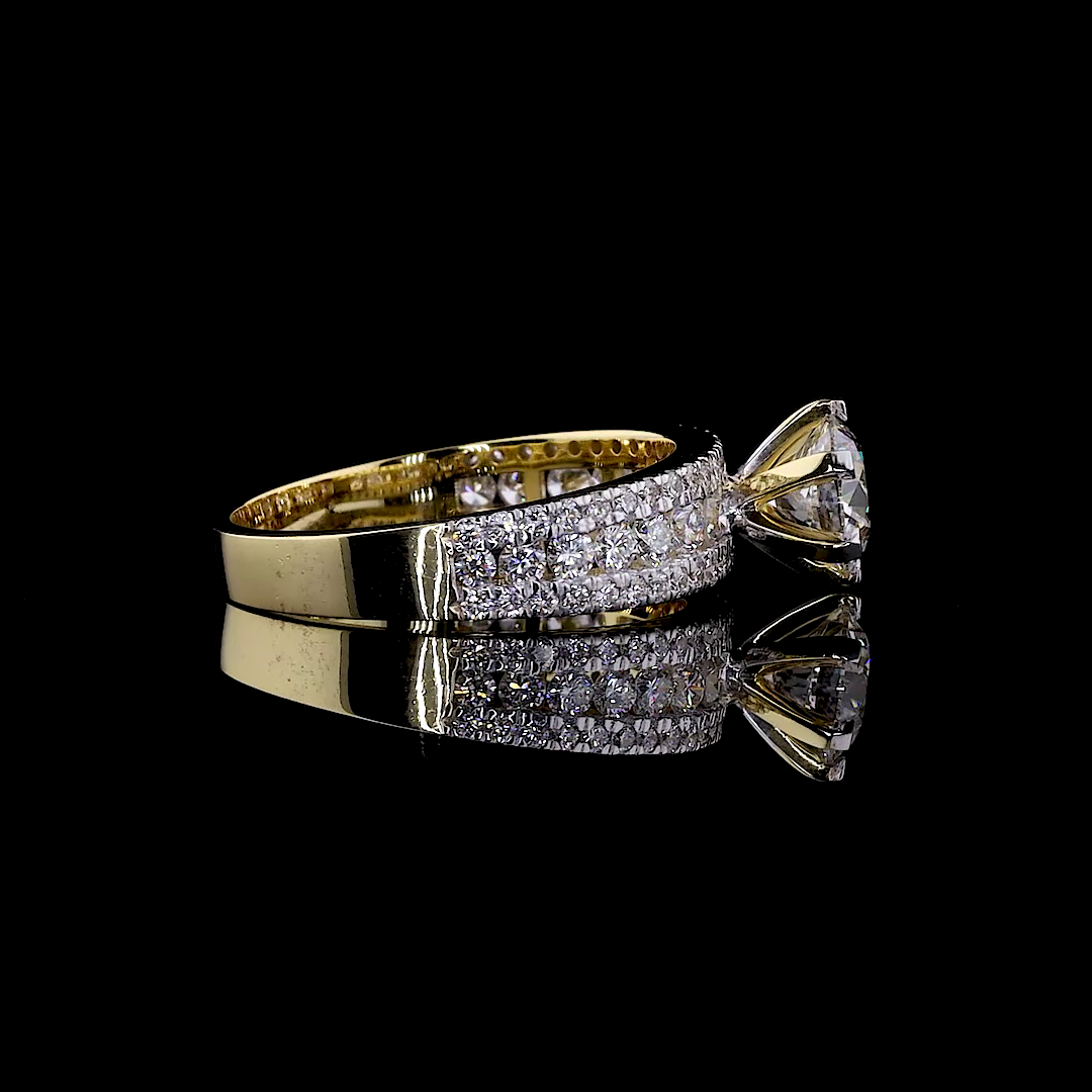 the valentina | round diamond triple row pavé engagement ring