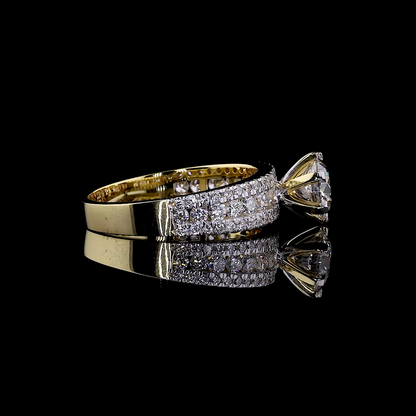 The Valentina | Round Diamond Triple Row Pavé Engagement Ring
