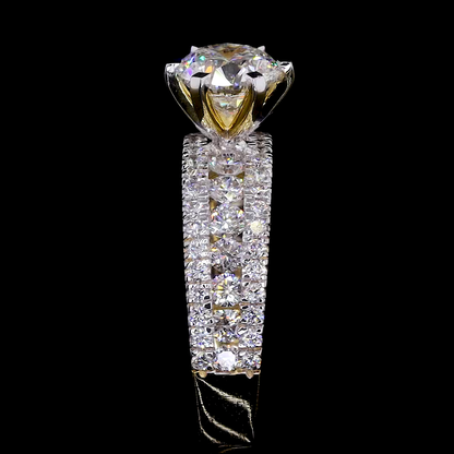 The Valentina | Round Diamond Triple Row Pavé Engagement Ring