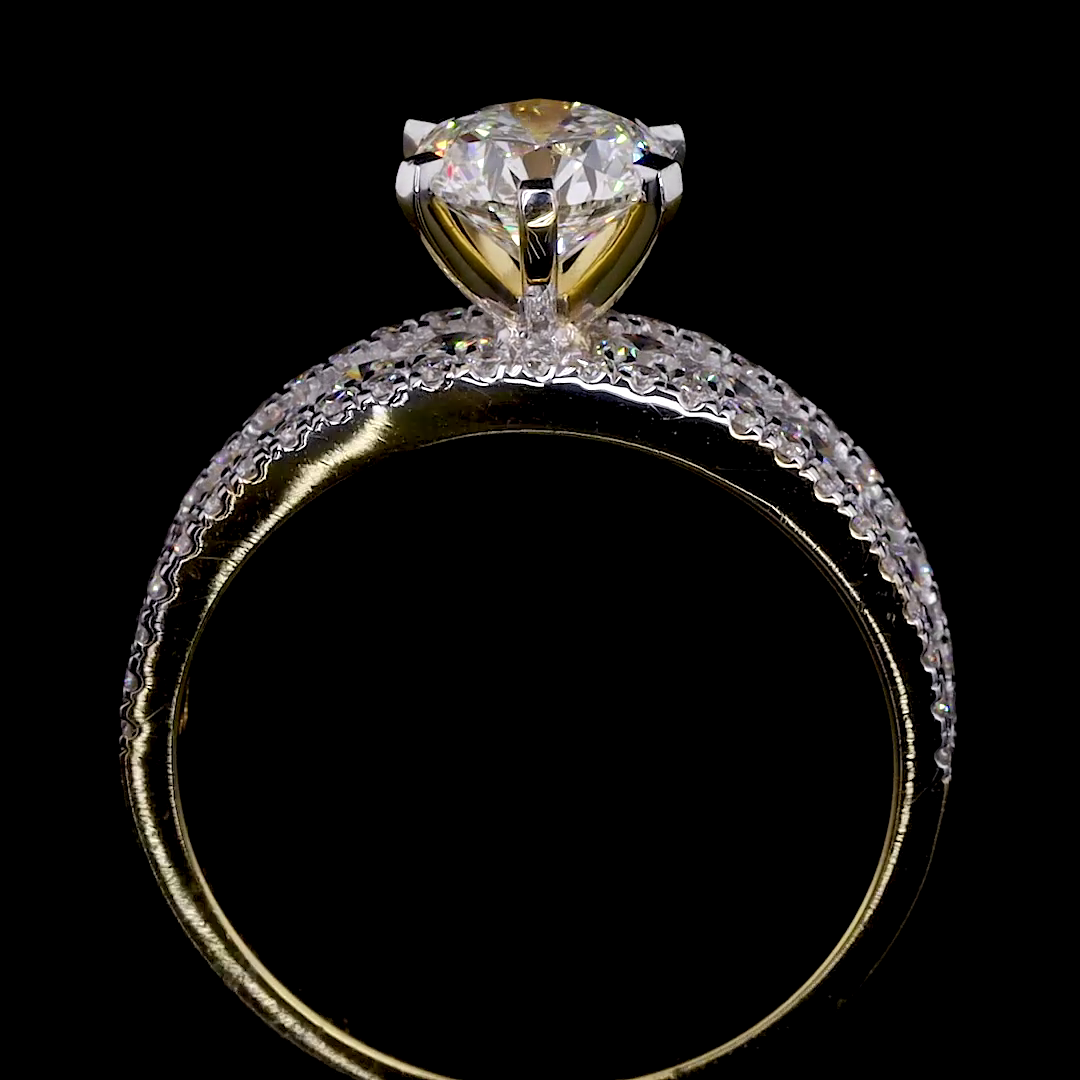 the valentina | round diamond triple row pavé engagement ring
