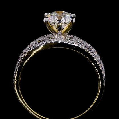 The Valentina | Round Diamond Triple Row Pavé Engagement Ring