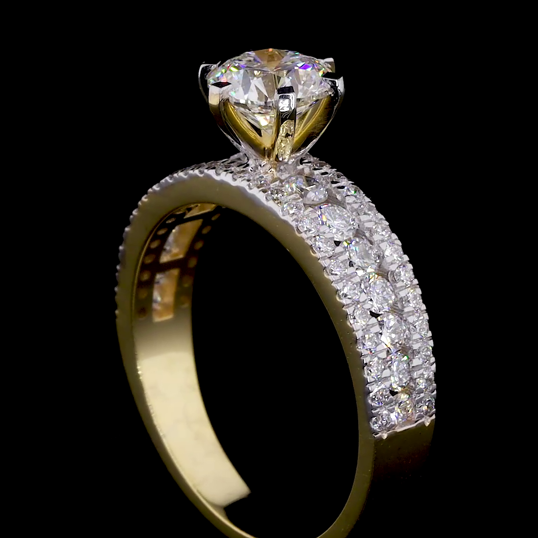 the valentina | round diamond triple row pavé engagement ring