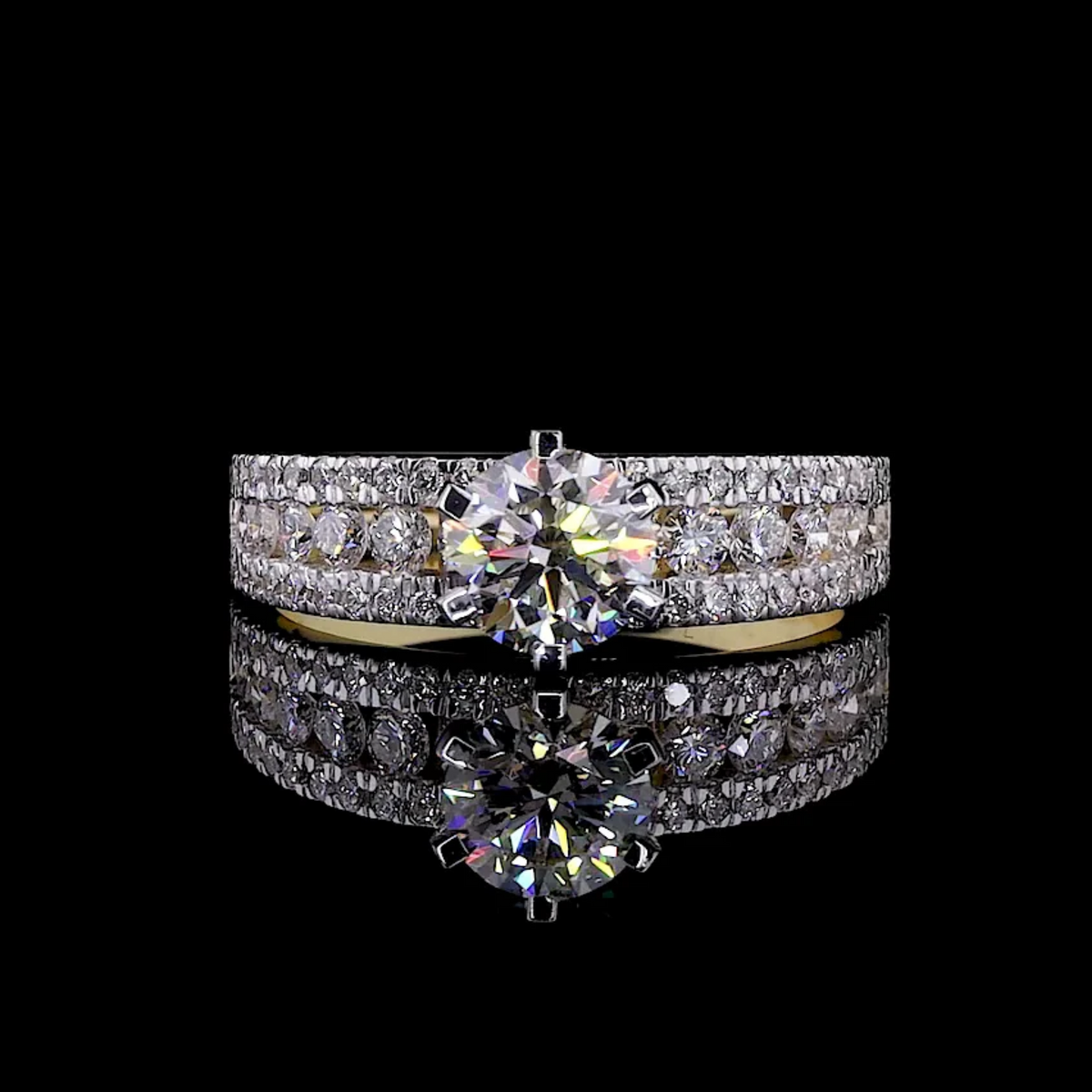 the valentina | round diamond triple row pavé engagement ring