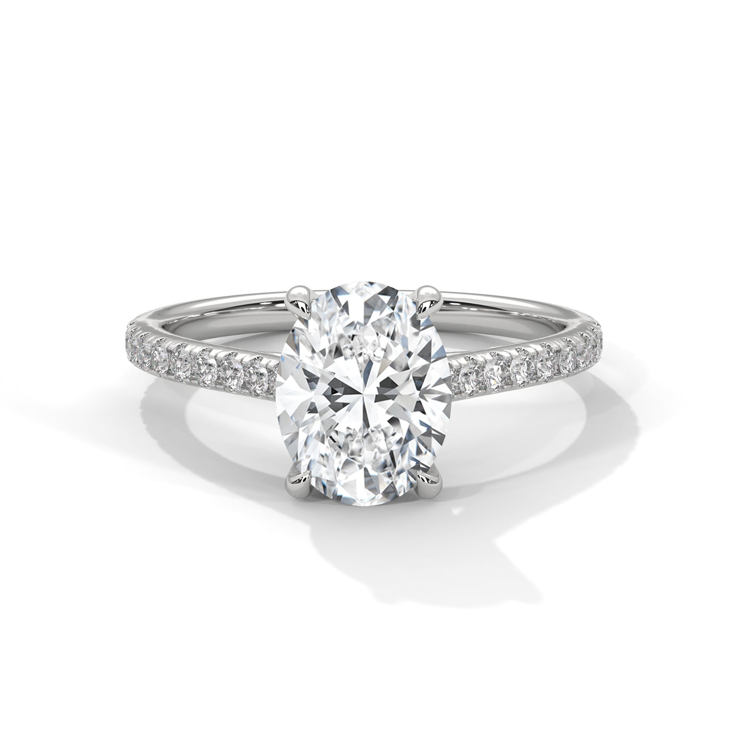oval lab grown diamond accent ring in 14k gold, elegant solitaire engagement ring igi certified