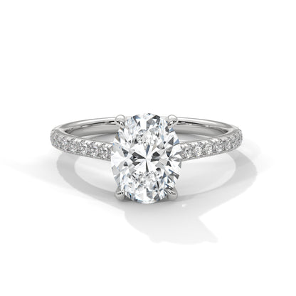 Oval Lab Grown Diamond Accent Ring in 14K Gold, Elegant Solitaire Engagement Ring IGI Certified