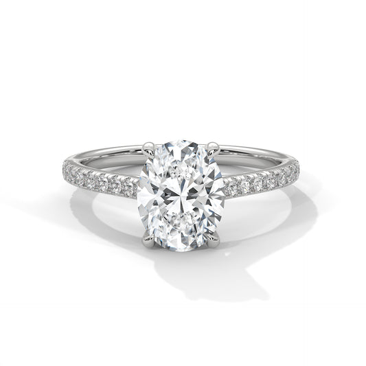 Oval Lab Grown Diamond Accent Ring in 14K Gold, Elegant Solitaire Engagement Ring IGI Certified