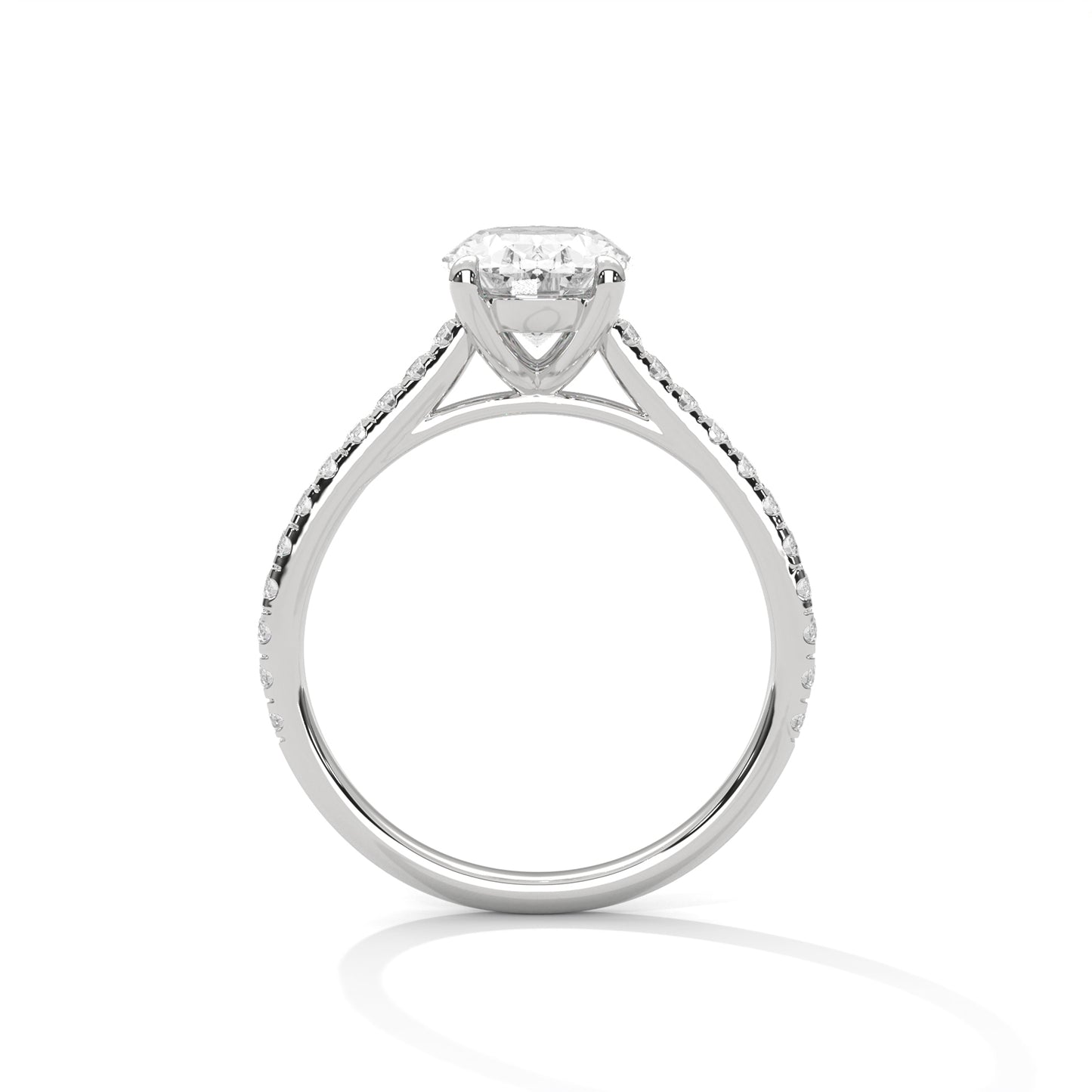 oval lab grown diamond accent ring in 14k gold, elegant solitaire engagement ring igi certified