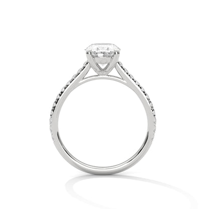 Oval Lab Grown Diamond Accent Ring in 14K Gold, Elegant Solitaire Engagement Ring IGI Certified