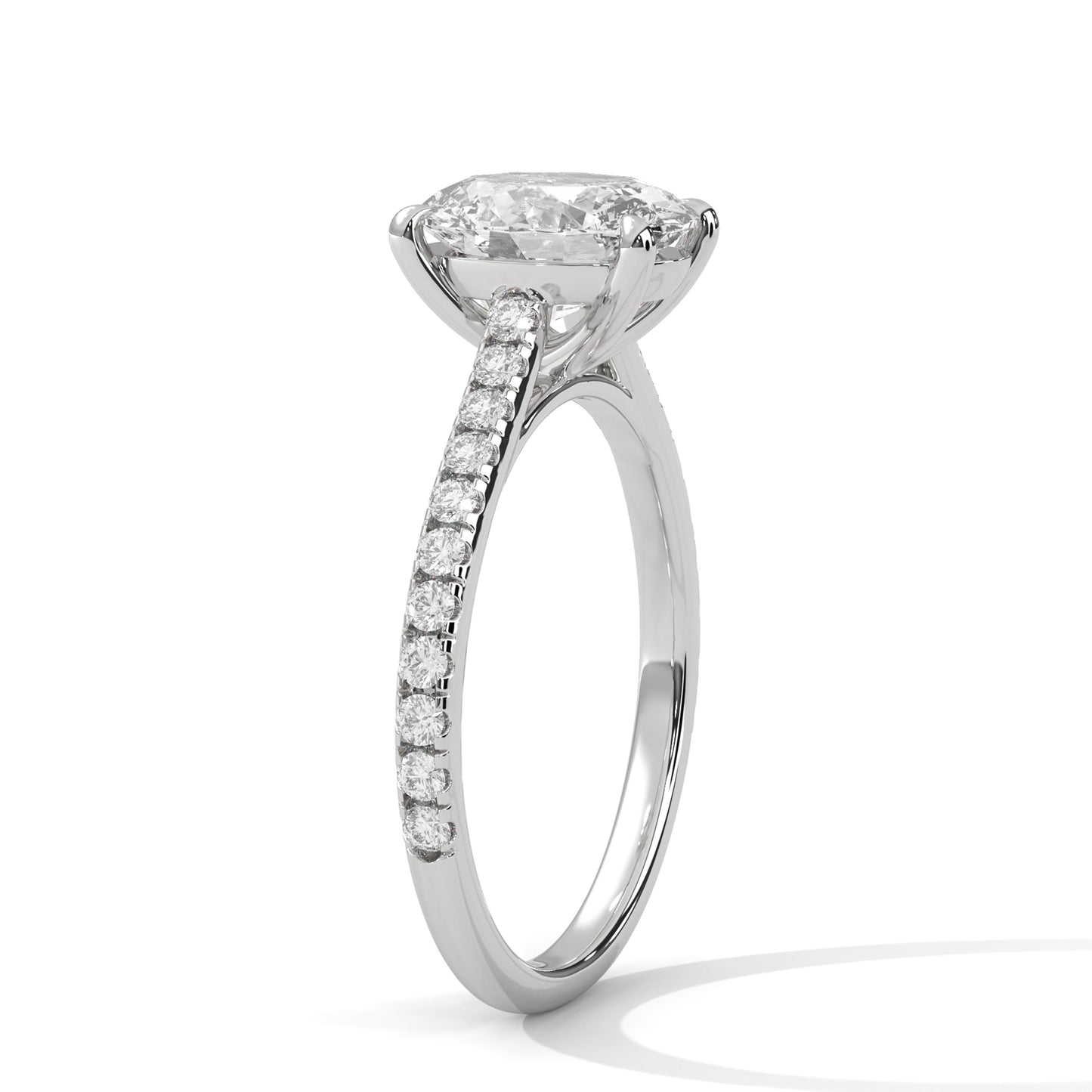 oval lab grown diamond accent ring in 14k gold, elegant solitaire engagement ring igi certified