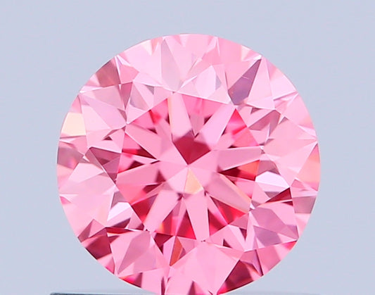ROUND 0.64 CARAT FANCY VIVID PINK VS1 EX EX VG SLIGHT