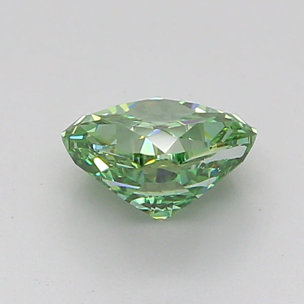 cushion 1.02 carat fancy vivid green vvs2  vg vg none