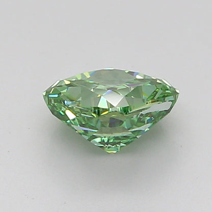 CUSHION 1.02 CARAT FANCY VIVID GREEN VVS2  VG VG NONE