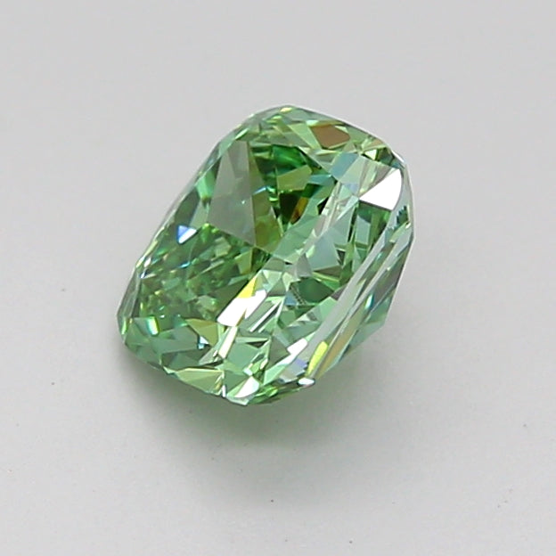 cushion 1.02 carat fancy vivid green vvs2  vg vg none