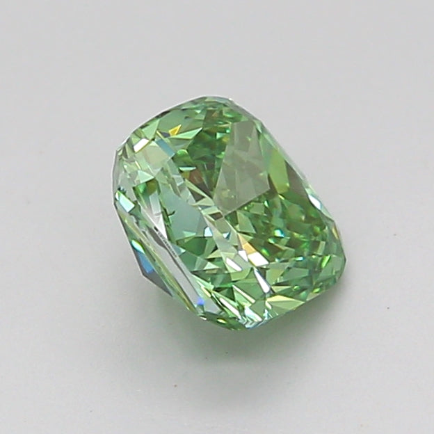 cushion 1.02 carat fancy vivid green vvs2  vg vg none