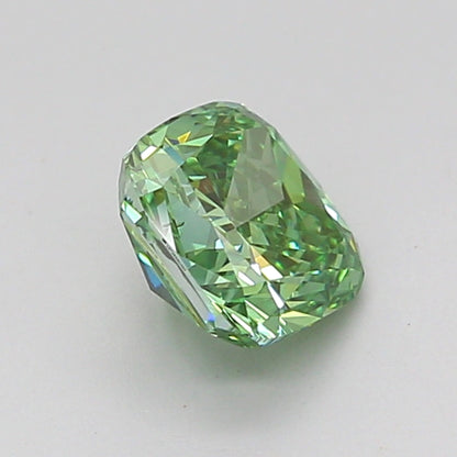 CUSHION 1.02 CARAT FANCY VIVID GREEN VVS2  VG VG NONE