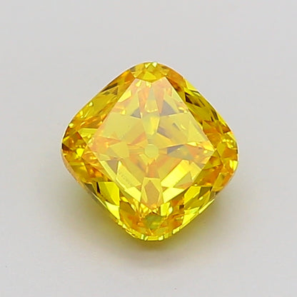 CUSHION 1 CARAT FANCY VIVID YELLOW VVS2  VG VG NONE