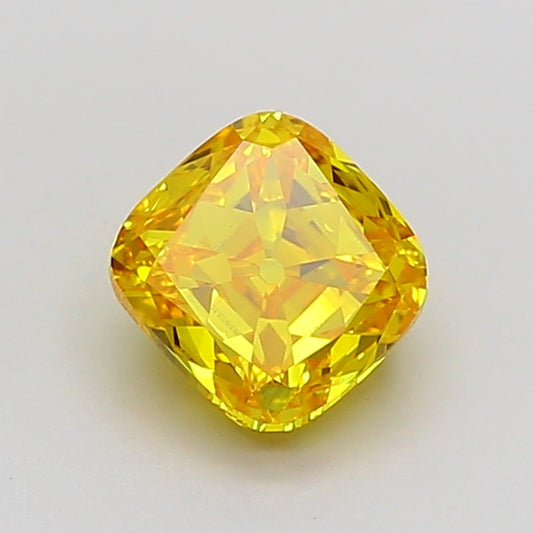 CUSHION 1 CARAT FANCY VIVID YELLOW VVS2  VG VG NONE