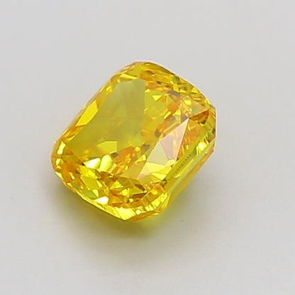 CUSHION 1 CARAT FANCY VIVID YELLOW VVS2  VG VG NONE