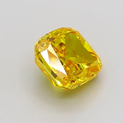 CUSHION 1 CARAT FANCY VIVID YELLOW VVS2  VG VG NONE