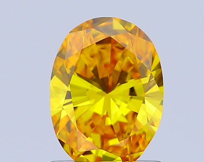 OVAL 1 CARAT FANCY VIVID YELLOW VVS2  VG VG NONE