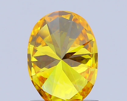 OVAL 1 CARAT FANCY VIVID YELLOW VVS2  VG VG NONE
