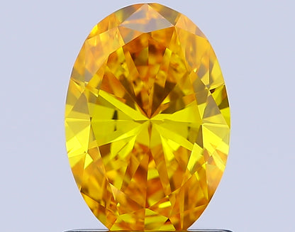 OVAL 0.99 CARAT FANCY VIVID YELLOW VS2  EX VG NONE