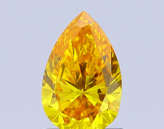PEAR 0.99 CARAT FANCY VIVID YELLOW VS1  EX EX NONE