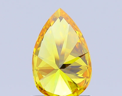 PEAR 0.99 CARAT FANCY VIVID YELLOW VS1  EX EX NONE