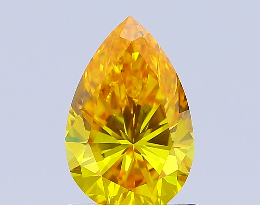 pear 0.99 carat fancy vivid yellow vs2  ex ex none