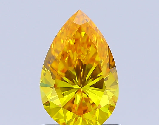 PEAR 0.99 CARAT FANCY VIVID YELLOW VS2  EX EX NONE