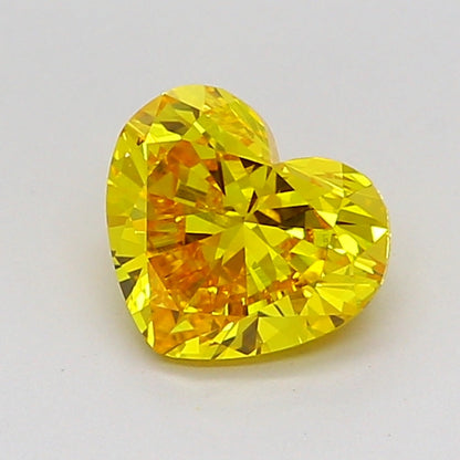 HEART 0.96 CARAT FANCY VIVID YELLOW VVS2  VG EX NONE