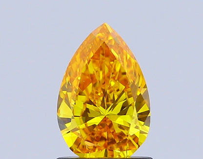 PEAR 1 CARAT FANCY VIVID YELLOW VVS2  VG VG NONE