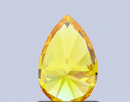 PEAR 1 CARAT FANCY VIVID YELLOW VVS2  VG VG NONE