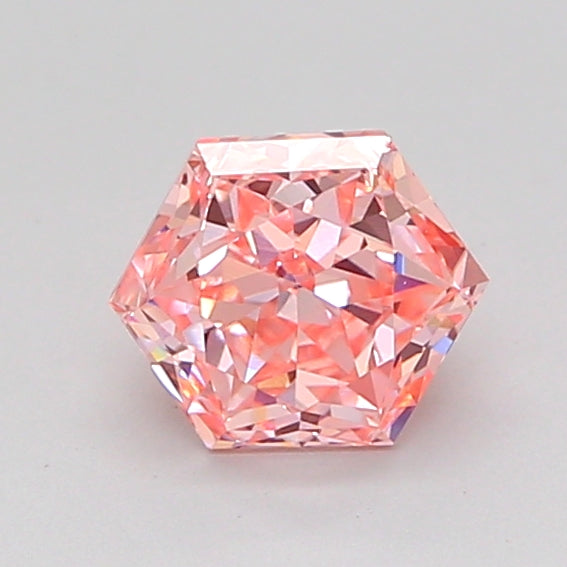 hexagonal 0.9 carat fancy vivid pink vvs2  vg vg slight