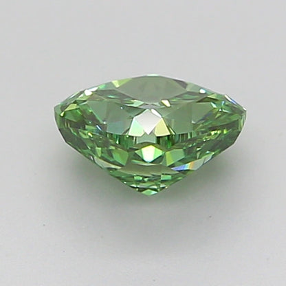CUSHION 0.91 CARAT FANCY VIVID GREEN VVS2  VG VG NONE