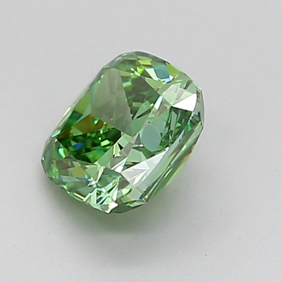 cushion 0.91 carat fancy vivid green vvs2  vg vg none