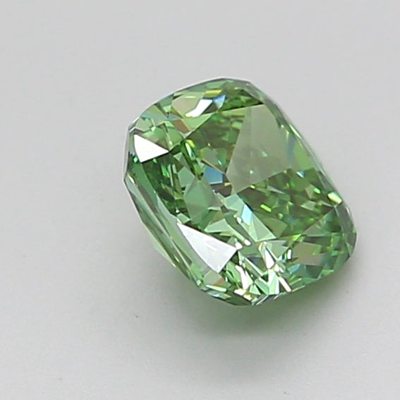 cushion 0.91 carat fancy vivid green vvs2  vg vg none