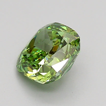 CUSHION 1.08 CARAT FANCY VIVID GREEN VVS2  VG VG NONE