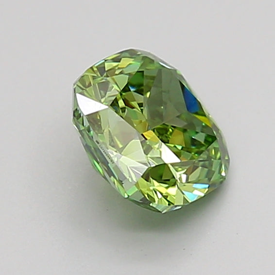 cushion 1.08 carat fancy vivid green vvs2  vg vg none