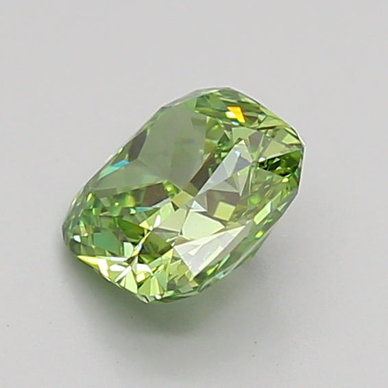 cushion 1.01 carat fancy vivid green vvs2  ex vg none