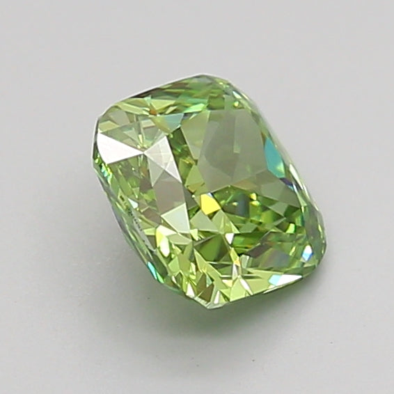 cushion 1.01 carat fancy vivid green vvs2  ex vg none