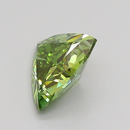 TRIANGULAR 1.01 CARAT FANCY VIVID GREEN VVS2  EX EX VERY SLIGHT