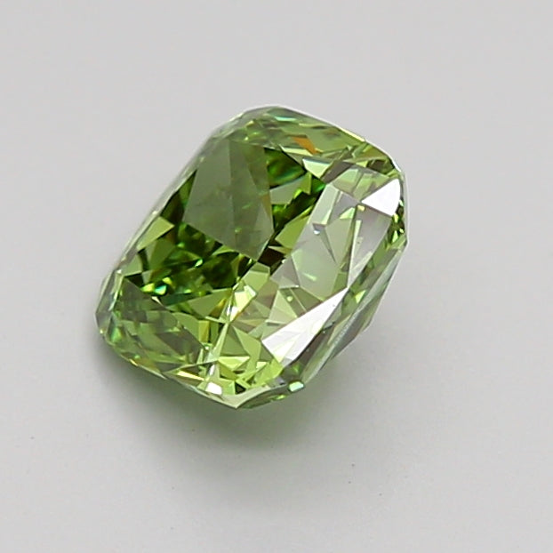 cushion 1.15 carat fancy vivid green vs1  ex ex very slight