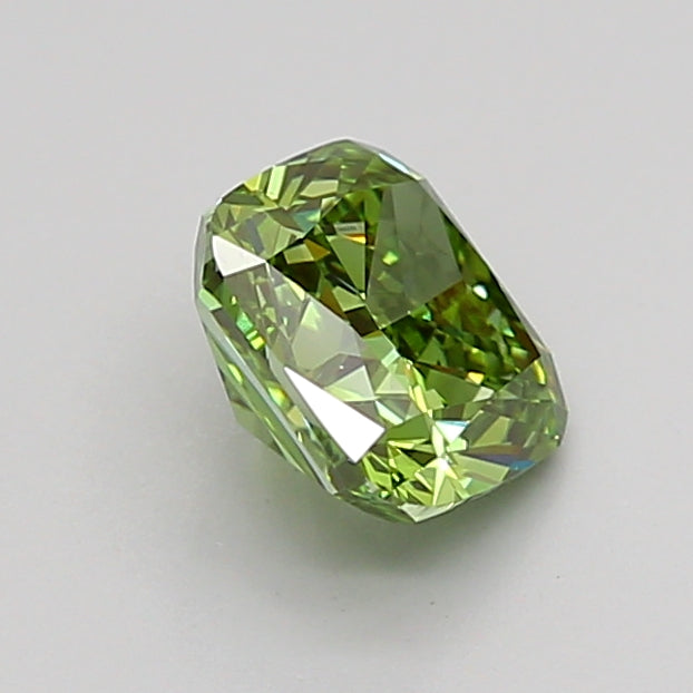 cushion 1.15 carat fancy vivid green vs1  ex ex very slight